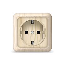 Розетка одноместная серия "Олимп" с/з, о/у, 16А, 220В, сосна (еврослот) UNIVERSAL
