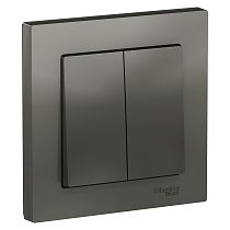 AtlasDesign Сталь Выключатель 2 клавишный. сх.5, 10АХ, (в сборе с рамкой) Systeme Electric (Schneider Electric)