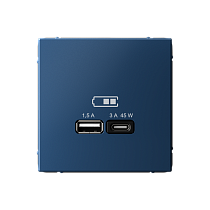 ArtGallery Аквамарин USB Розетка A + тип-C 45Вт высокоскор.заряд. QC, PD, механизм Systeme Electric (Schneider Electric) ArtGallery Аквамарин USB Розетка A + тип-C 45Вт высокоскор.заряд. QC, PD, механизм Systeme Electric (Schneider Electric)