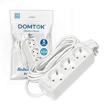 Удлинитель быт. "DOMTOK" 3гн., ПВС 3*1, 3,5кВт, з/к 5м