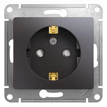 Glossa Графит Розетка с заземлением со шторками Systeme Electric (Schneider Electric)