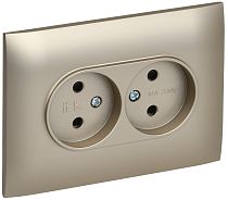 SKANDY Розетка 2-местная без заземления с защитными шторками 10А в сборе SK-R09Sh шампань IEK