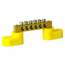 Шина нулевая TS-0609B 6х9  6 отв. на угловых изоляторах жел.  ЭНЕРГИЯ