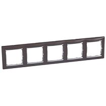 Рамка пятипостовая горизонтальный монтаж темное дерево серебро VALENA Legrand