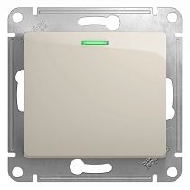 Glossa Молочный Переключатель 1 клавишный  с подсветкой  сх.6а,10AX Systeme Electric (Schneider Electric)