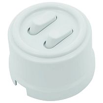 Выключатель клавишный, двойной, пластик, белый JANTERA