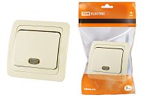 Выключатель 1-кл. с подсветкой 10А сл. кость "Валдай"  TDM