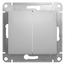 Glossa Алюминий Выключатель 2 клавишный , сх.5, 10АХ Systeme Electric (Schneider Electric)