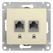 Glossa Бежевый Розетка компьютерная 2-ая RJ45+RJ45, категория 5E Systeme Electric (Schneider Electric)