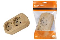 Колодка розеточная 2 гнезда 2П+З 16А 250В "Эко" (сосна)  TDM