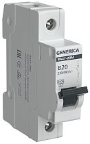 Автоматический выключатель ВА47-29М однополюсный 20А 4,5кА B GENERICA IEK