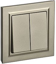 Выключатель двухклавишный BRITE 10А в сборе ВСР10-2-0-БрШ шампань  IEK