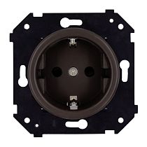 Розетка с заземляющим контактом (скрытый монтаж), Коричневый матовый Bironi
