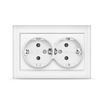 Розетка двухместная серия "Бриллиант" с/з, с/у, 16А, 220В, белая (еврослот) UNIVERSAL