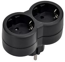 STANDARD Тройник Т-01/02 2 места с заземлением 16А вертикальный черный IEK