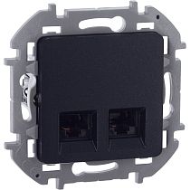 INSPIRIA Розетка компьютерная двойная RJ45 категория 5Е UTP антрацит INSPIRIA Розетка компьютерная двойная RJ45 категория 5Е UTP антрацит