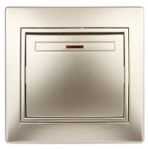 Выключатель ЭРА Intro Plano 1-102-04 10А 250В шампань одноклавишный с подсветкой