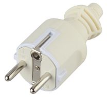 Вилка ЭРА с заземлением прямой ввод 16A, Белый, поликарбонат, V4(W)