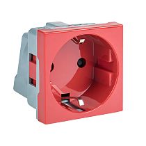 Розетка 45х45  с заземлением, прямая, красная EKF