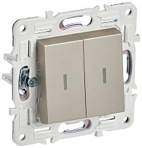 SKANDY Выключатель 2-клавишный с индикацией 10А SK-V09Sh шампань IEK