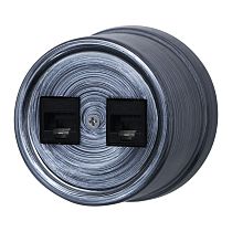 Розетка RJ45 информационная,двойная, серия "ЛИЗЕТТА",пластик, Серебряный век Bironi