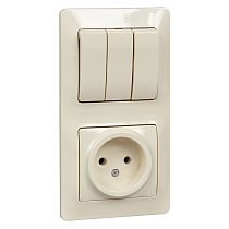 Glossa Бежевый Блок: Розетка и 3клавишный  Выключатель Systeme Electric (Schneider Electric)