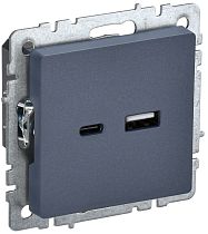 Розетка BRITE USB A+C 18Вт РЮ11-1-БрМ маренго  IEK