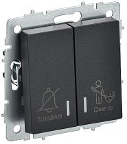 BRITE Выключатель 2-клавишный с индикацией для отелей 10А ВС10-2-9-БрЧ черный  IEK