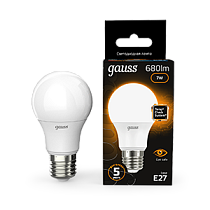Лампа светодиодная Gauss A60 E27 7Вт 680lm 3000K