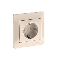 Glossa Бежевый Розетка с заземлением, 16А, в сборе, быстрозажим. клемм