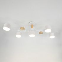 Люстра под лампу General  GCHL-5GX53-M Белая+Дерево Венто