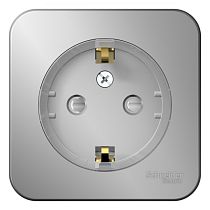 Blanca открытая установка с изолированной пластиной Алюминий Розеткас заземлением со шторками, (тонкая) 16А Systeme Electric (Schneider Electric)