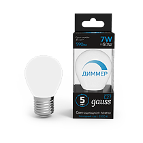 Лампа Gauss Шар 6.5W 550lm 6500K E27 LED 1/10/100