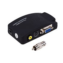 Конвертер BNC\RCA + S-video на VGA + переходник (гн. BNC – шт. RCA), пластик REXANT