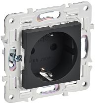 SKANDY Розетка с заземлением с защитными шторками 16А безвинтовое крепление SK-R06G графит IEK