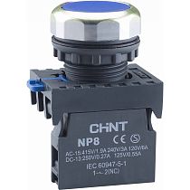 Кнопка управления NP8-10BN/6 без подсветки, самовозв., синий 1НО, IP65 (R) CHINT