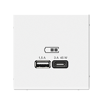 ArtGallery Белый USB Розетка A + тип-C 45Вт высокоскор.заряд. QC, PD, механизм Systeme Electric (Schneider Electric)