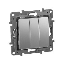 ETIKA Выключатель 3клавишный 10А алюминий