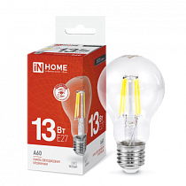 Лампа светодиодная LED-A60-deco 13Вт 230В Е27 4000К 1370Лм прозрачная IN HOME Лампа светодиодная LED-A60-deco 13Вт 230В Е27 4000К 1370Лм прозрачная IN HOME