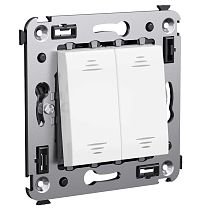 Переключатель двухклавишный в стену, "Avanti", "Белое облако" DKC Переключатель двухклавишный в стену, "Avanti", "Белое облако" DKC