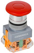Кнопка управления D7-MZS "Грибок" d=22мм 1з+1р с фиксацией красная GENERICA IEK