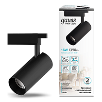 Светильник трековый Gauss цилиндр 16W 1390lm 4000K 180-240V IP20 65*210мм черный угол 24º LED 1/40