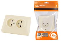 Розетка двойная 2П 10А 250В сл. кость "Ильмень"  TDM