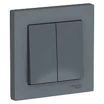 AtlasDesign Грифель Выключатель 2-клавишный сх.5, 10АХ, (в сборе с рамкой) Systeme Electric (Schneider Electric)