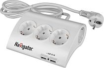 Удлинитель бытовой Navigator NPE-USB-05-180-ESC-3X1.0
