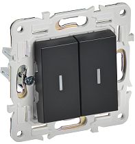 SKANDY Выключатель 2-клавишный проходной с индикацией 10А SK-V10Bl черный  IEK