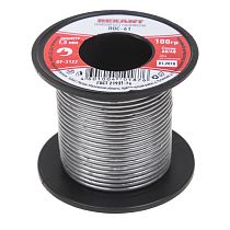 Припой без канифоли ПОС-61, 100г, Ø1,5мм, (олово 61%, свинец 39%), катушка REXANT