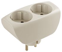 Сетевой разветвитель ЭРА с заземлением со шторками 2 розетки, 16А, Слоновая кость, SP-2e-I