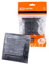 Выключатель 2 кл. с подсветкой 10А старинное серебро "Лама"  TDM