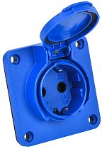Розетка панельная MAGNUM 2P+PE 16А IP54 РП17-3 увеличенным фланец с защитной крышкой с заземлением синяя  IEK